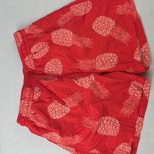Okanu Surf Red Pineapple Print Lined Swim Shorts Size Med BS56